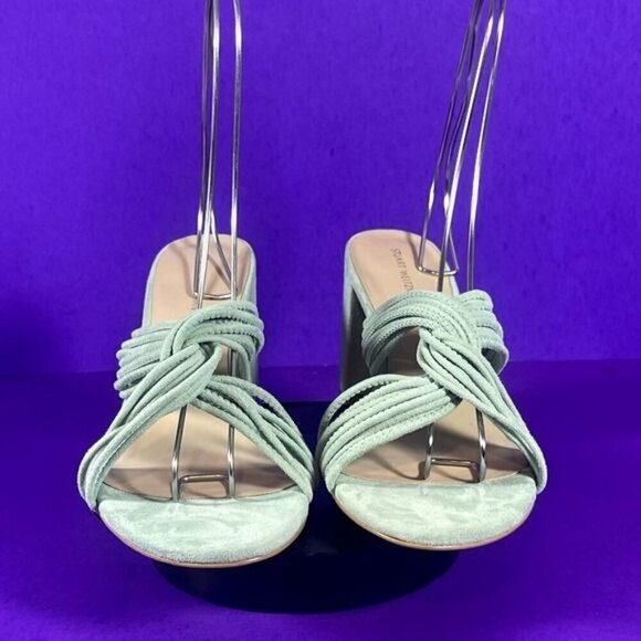 Stuart Weitzman Twist Block 75 Slide Block Heel Sandal in Mint Green Size 9.5 - Picture 2 of 8